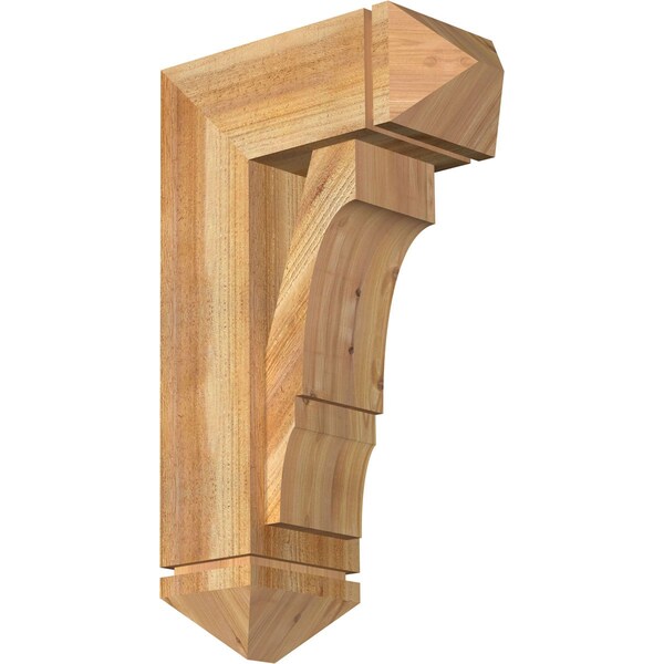 Ekena Millwork Balboa Arts and Crafts Rough Sawn Bracket w/ Offset Brace, Western Red Cedar, 8"W x 18"D x 30"H BKT0806X18X30BOA03RWR - main